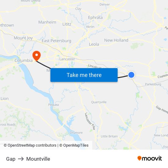 Gap to Mountville map