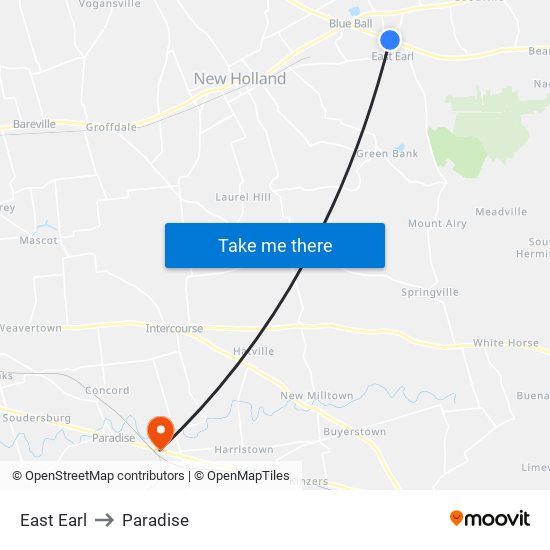 East Earl to Paradise map