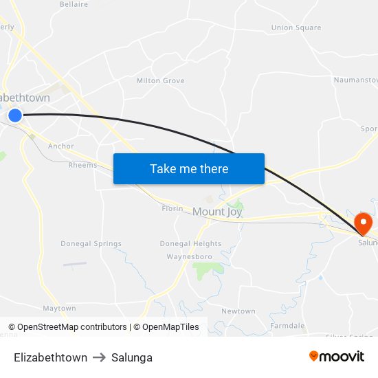 Elizabethtown to Salunga map