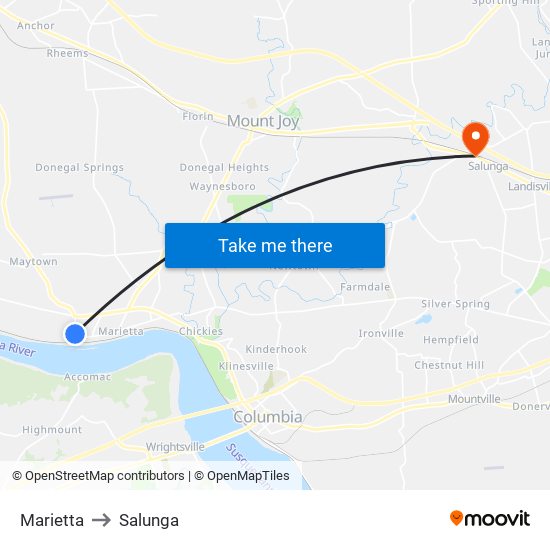 Marietta to Salunga map