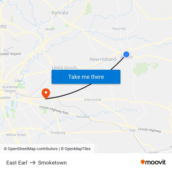 East Earl to Smoketown map