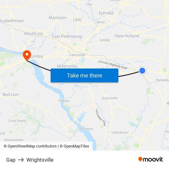 Gap to Wrightsville map