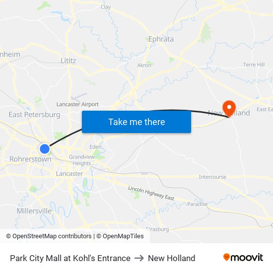 Park City Mall at Kohl's Entrance to New Holland map