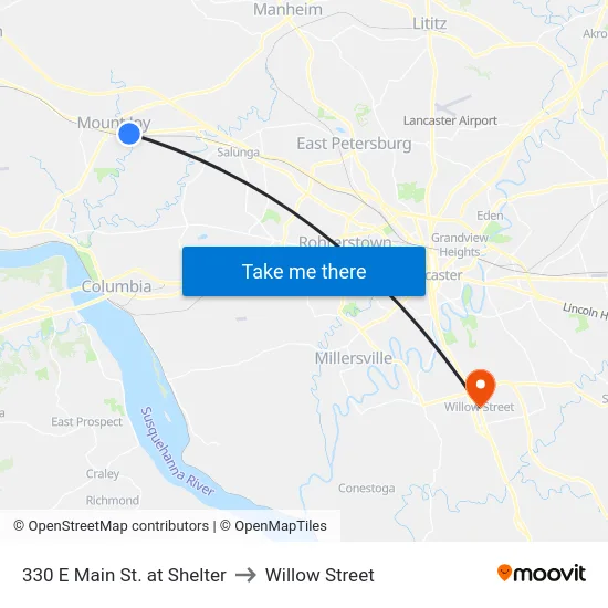 330 E Main St. at Shelter to Willow Street map