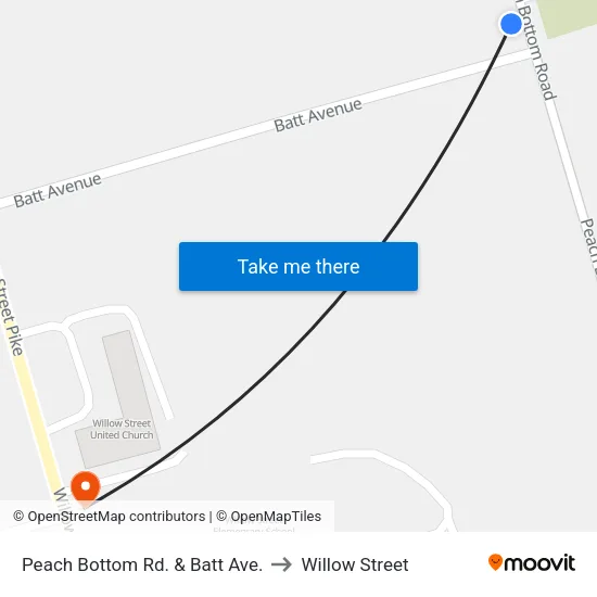 Peach Bottom Rd. & Batt Ave. to Willow Street map