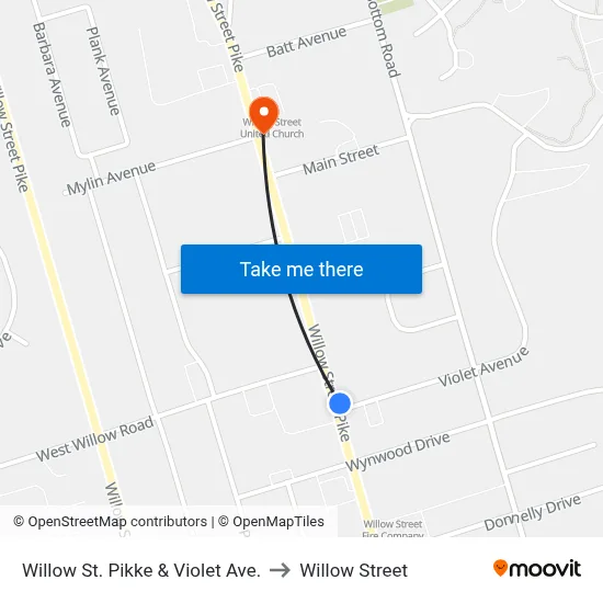 Willow St. Pikke & Violet Ave. to Willow Street map
