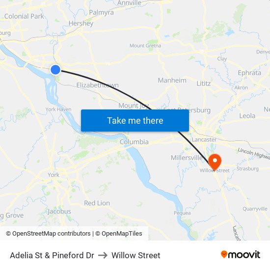 Adelia St & Pineford Dr to Willow Street map