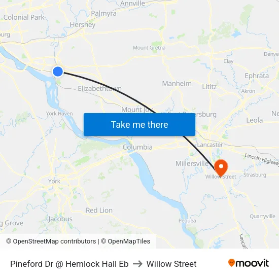 Pineford Dr @ Hemlock Hall Eb to Willow Street map