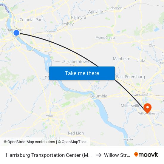 Harrisburg Transportation Center (Market to Willow Street map