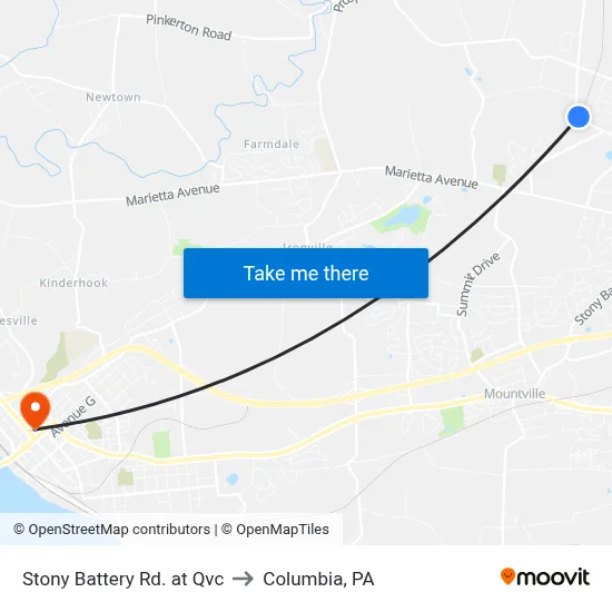 Stony Battery Rd. at Qvc to Columbia, PA map