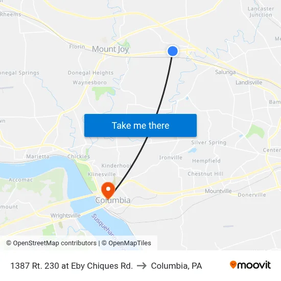 1387 Rt. 230 at Eby Chiques Rd. to Columbia, PA map