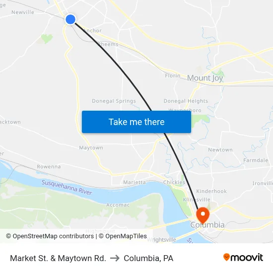 Market St. & Maytown Rd. to Columbia, PA map