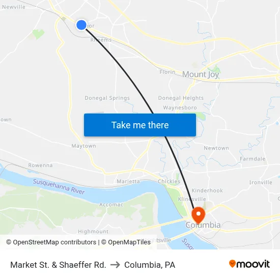 Market St. & Shaeffer Rd. to Columbia, PA map