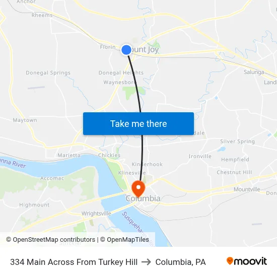 334 Main Across From Turkey Hill to Columbia, PA map