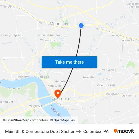 Main St. & Cornerstone Dr. at Shelter to Columbia, PA map