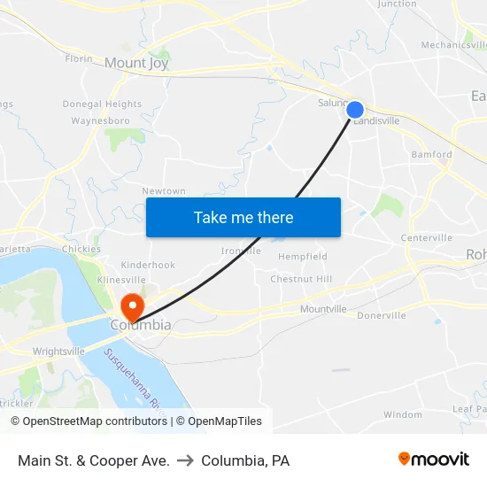 Main St. & Cooper Ave. to Columbia, PA map