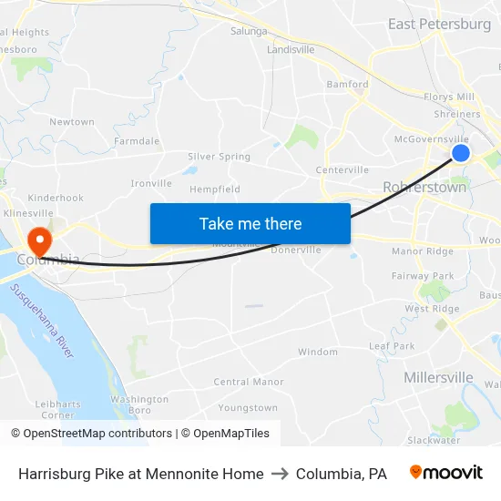 Harrisburg Pike at Mennonite Home to Columbia, PA map