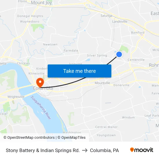 Stony Battery & Indian Springs Rd. to Columbia, PA map