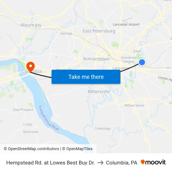 Hempstead Rd. at Lowes Best Buy Dr. to Columbia, PA map