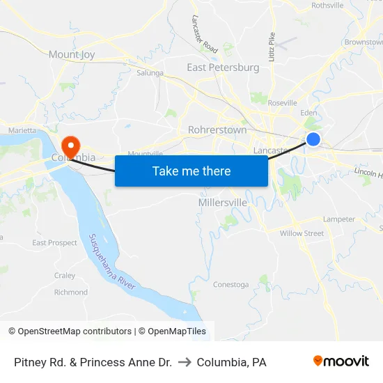 Pitney Rd. & Princess Anne Dr. to Columbia, PA map