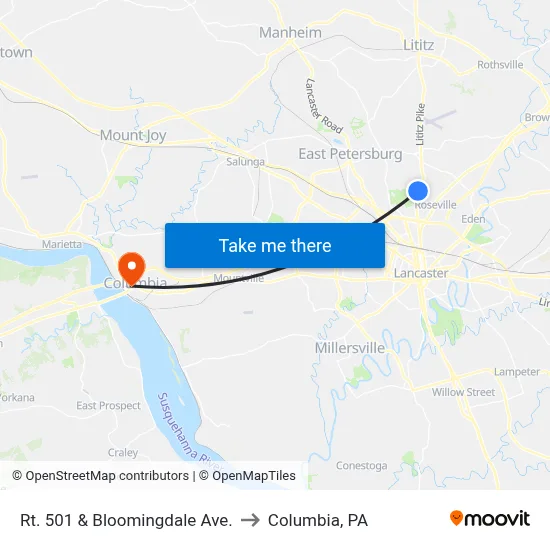 Rt. 501 & Bloomingdale Ave. to Columbia, PA map