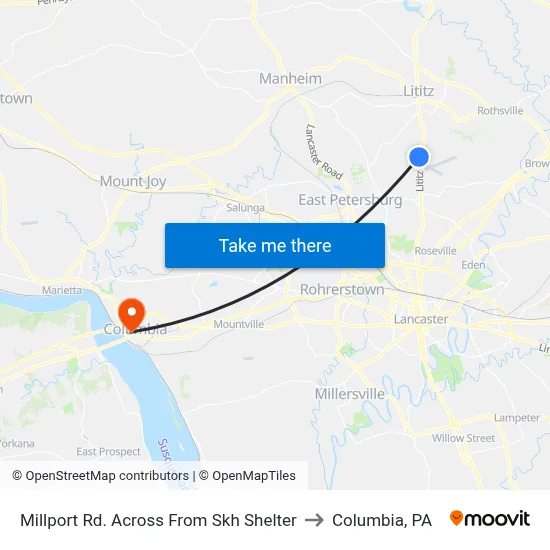 Millport Rd. Across From Skh Shelter to Columbia, PA map