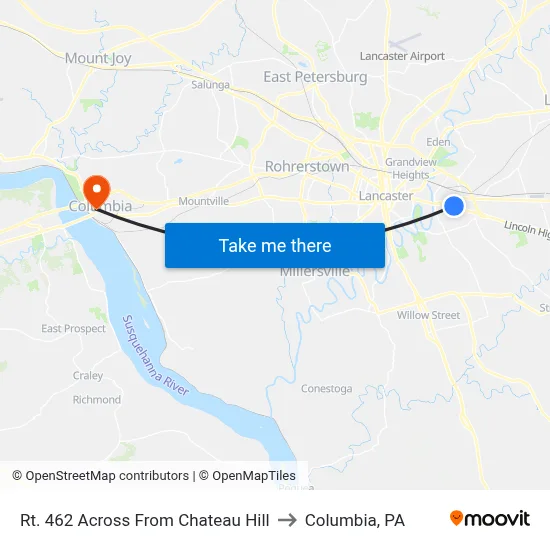 Rt. 462 Across From Chateau Hill to Columbia, PA map