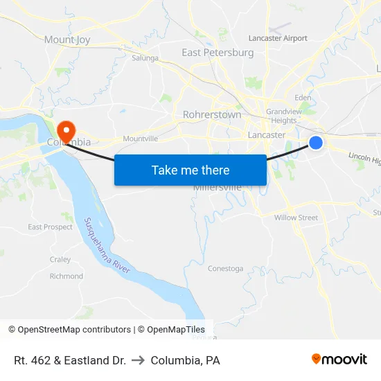 Rt. 462 & Eastland Dr. to Columbia, PA map