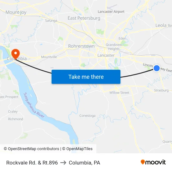 Rockvale Rd. & Rt.896 to Columbia, PA map