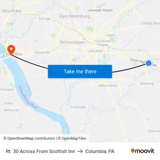 Rt. 30 Across From Scottish Inn to Columbia, PA map