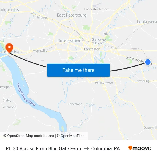 Rt. 30 Across From Blue Gate Farm to Columbia, PA map