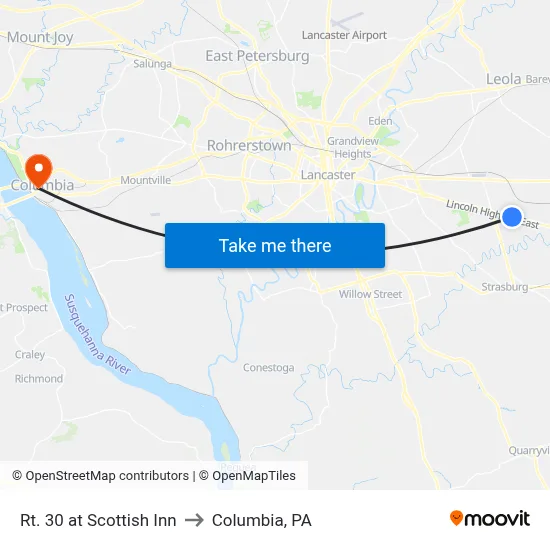 Rt. 30 at Scottish Inn to Columbia, PA map