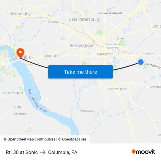 Rt. 30 at Sonic to Columbia, PA map