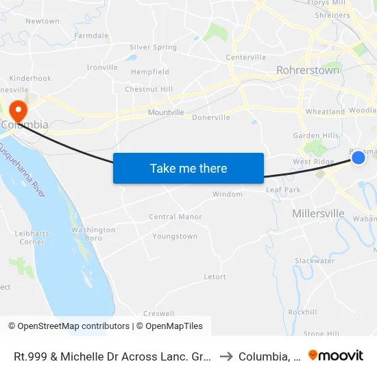 Rt.999 & Michelle Dr Across Lanc. Greens to Columbia, PA map