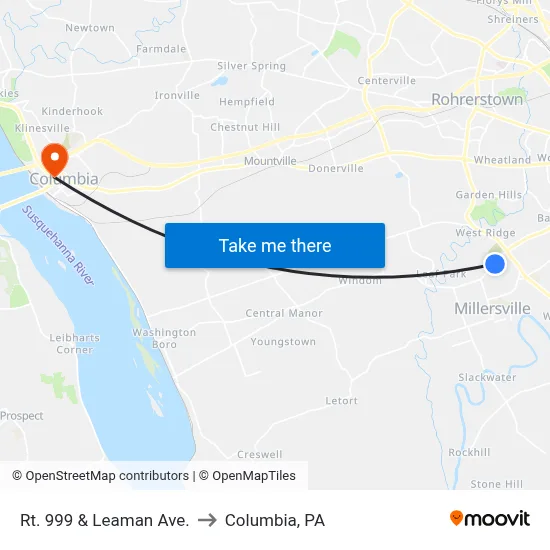 Rt. 999 & Leaman Ave. to Columbia, PA map