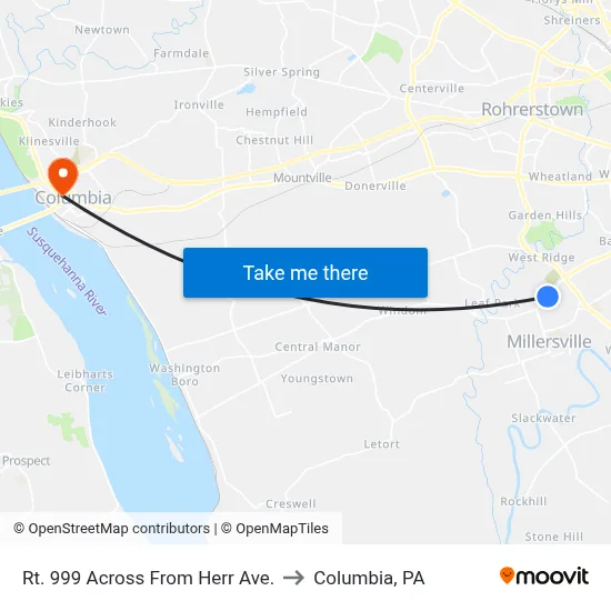 Rt. 999 Across From Herr Ave. to Columbia, PA map