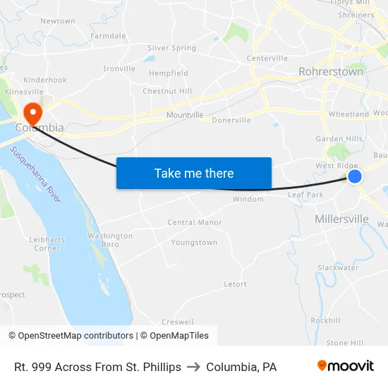 Rt. 999 Across From St. Phillips to Columbia, PA map