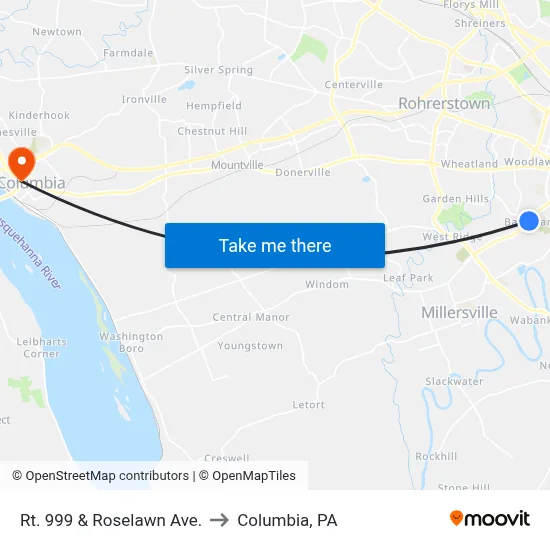 Rt. 999 & Roselawn Ave. to Columbia, PA map