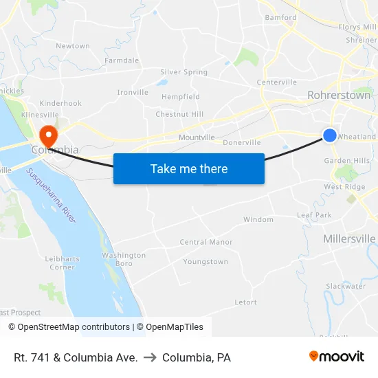 Rt. 741 & Columbia Ave. to Columbia, PA map