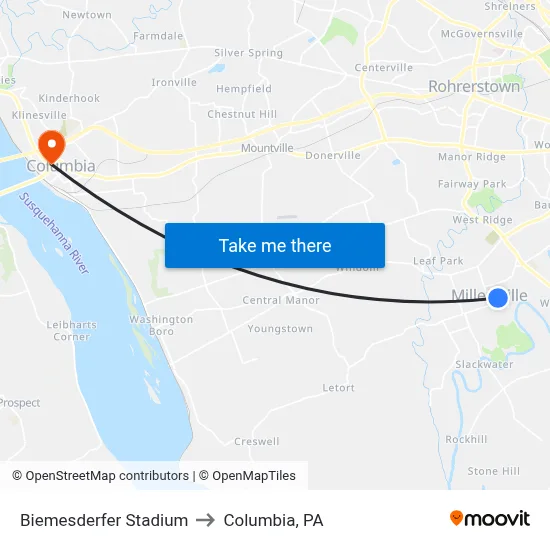 Biemesderfer Stadium to Columbia, PA map