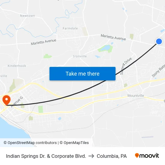 Indian Springs Dr. & Corporate Blvd. to Columbia, PA map