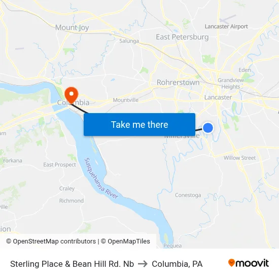Sterling Place & Bean Hill Rd. Nb to Columbia, PA map