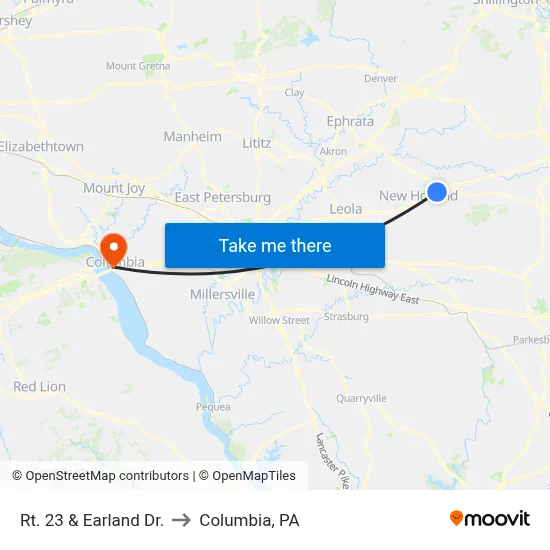 Rt. 23 & Earland Dr. to Columbia, PA map