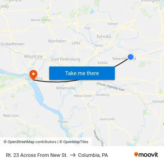 Rt. 23 Across From New St. to Columbia, PA map