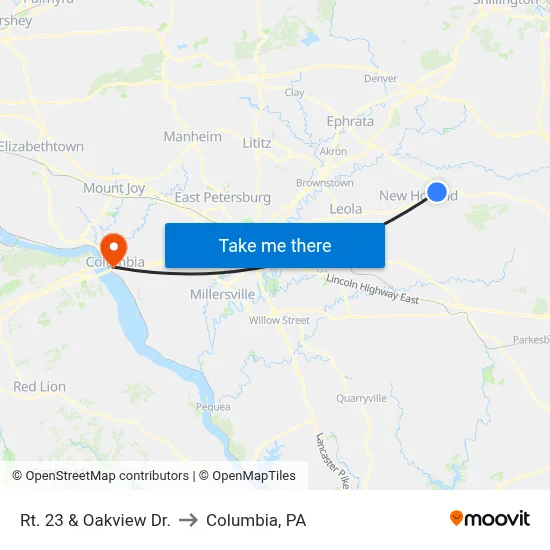 Rt. 23 & Oakview Dr. to Columbia, PA map