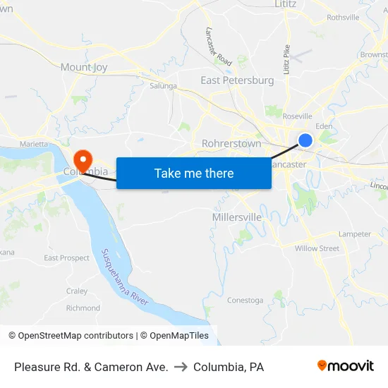 Pleasure Rd. & Cameron Ave. to Columbia, PA map