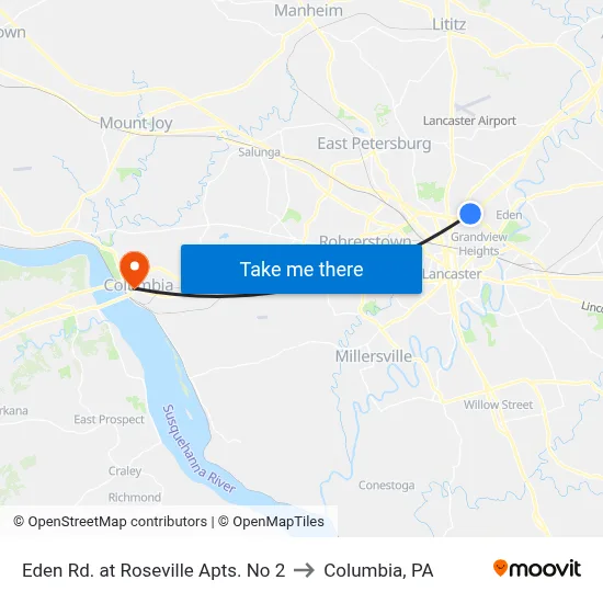Eden Rd. at Roseville Apts. No 2 to Columbia, PA map