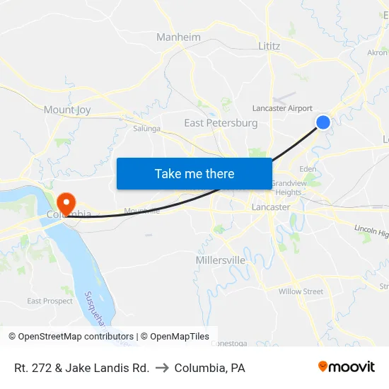 Rt. 272 & Jake Landis Rd. to Columbia, PA map