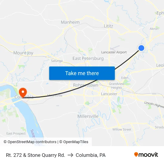 Rt. 272 & Stone Quarry Rd. to Columbia, PA map
