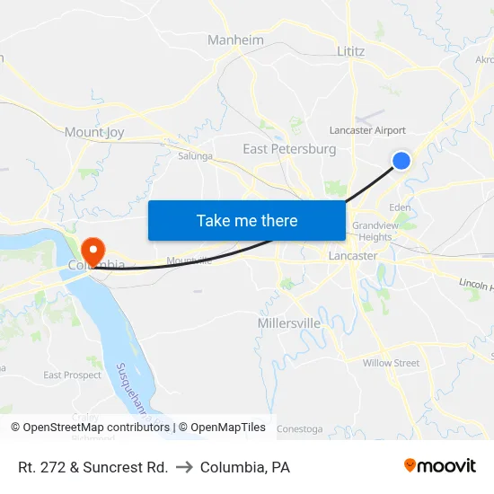 Rt. 272 & Suncrest Rd. to Columbia, PA map